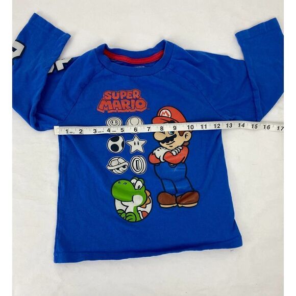 Super Mario Brothers Graphic Tee Blue 100% Cotton - Kids Size 4 - Picture 2 of 7